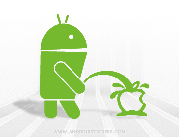 Android Pissing on Apple Faboy Decal